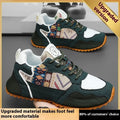 Men's casual lightweight sneakers in Upgrade Green with striped pattern and round toe