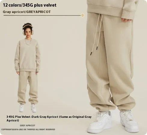Men's solid colour cotton velvet sweatpants with ankle banded design and mid waist