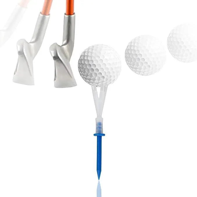 Plastic golf tee in mixed colour, 83mm and 70mm lengths, for golf training and fitness equipment.