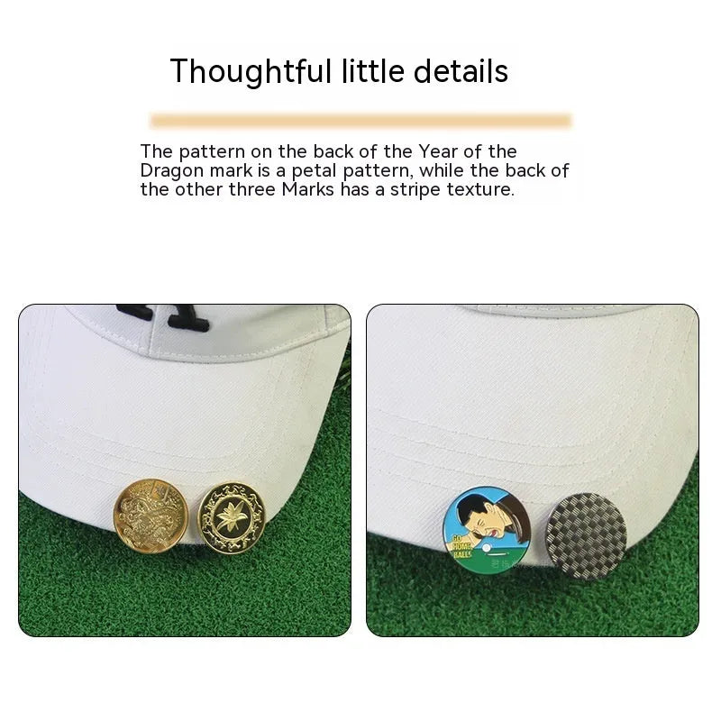 Zinc alloy hat clip with dragon year design for golf caps and personalised accessories