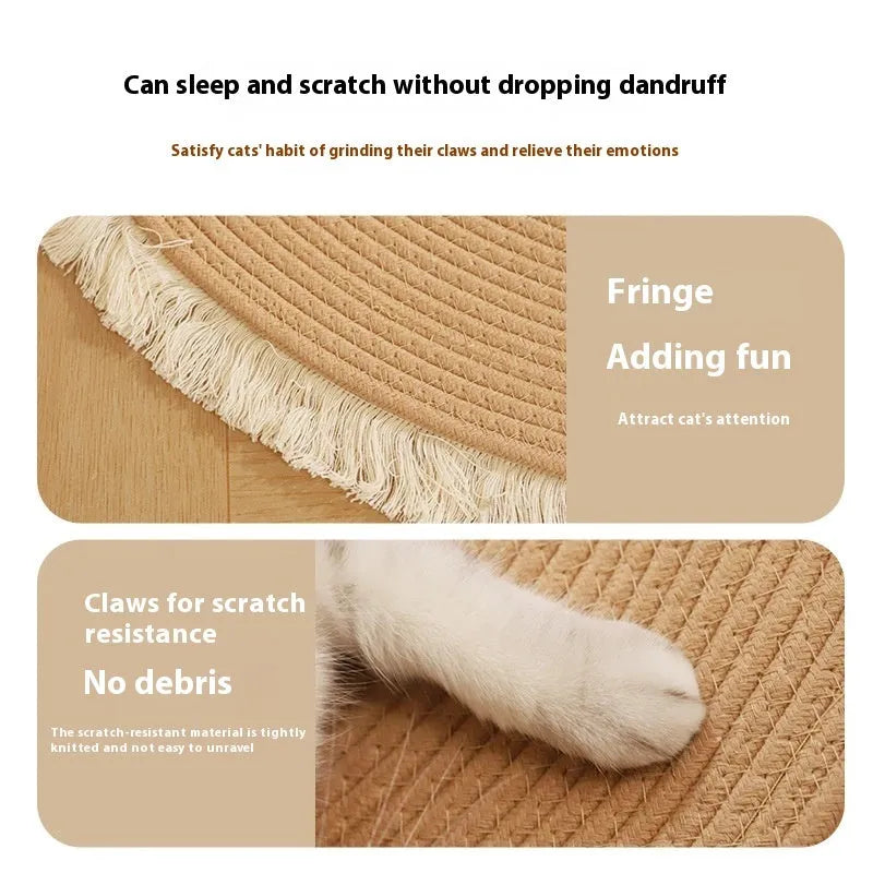 Natural Papyrus cat nest mattress in tassel gray flower gray, wear-resistant integrated pad, 100cm size