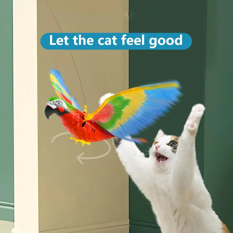 Hanging plastic simulation bird cat toy rotating teaser on ceiling with eagle design