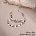 Women's stainless steel bracelet with 18K electroplating and geometric colour zircon stones, NMSB-J737-1