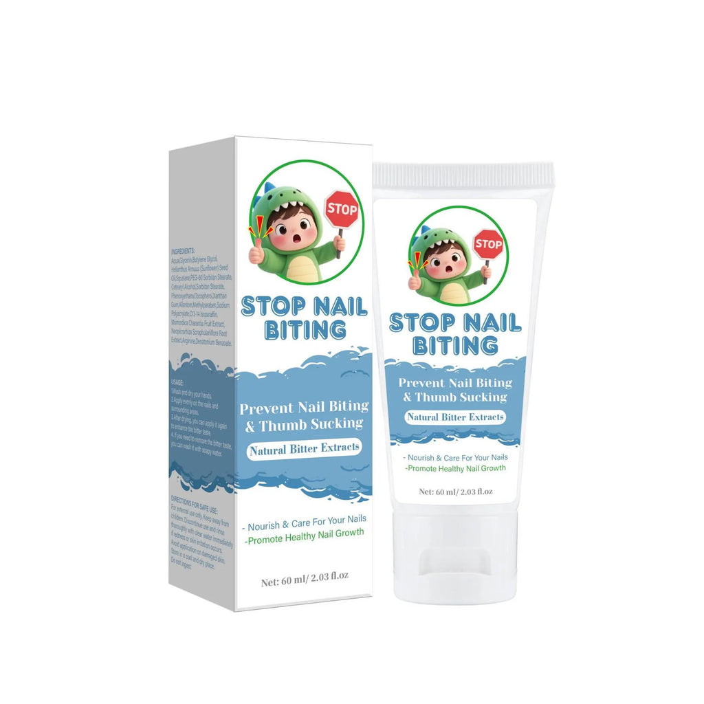 60ml nail biting cream bottle in neutral colour packaging for discreet finger gnawing management