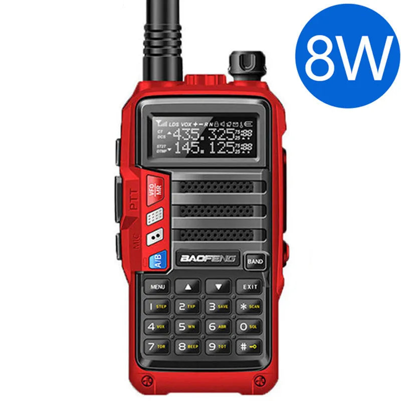8W VHF/UHF handheld walkie-talkie station with antenna and 2800mAh lithium battery