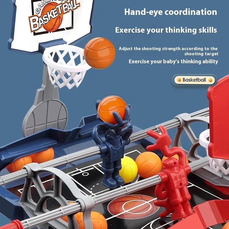 Children's toy hand-cranked basketball shot counter with plastic shooting machine and hoop