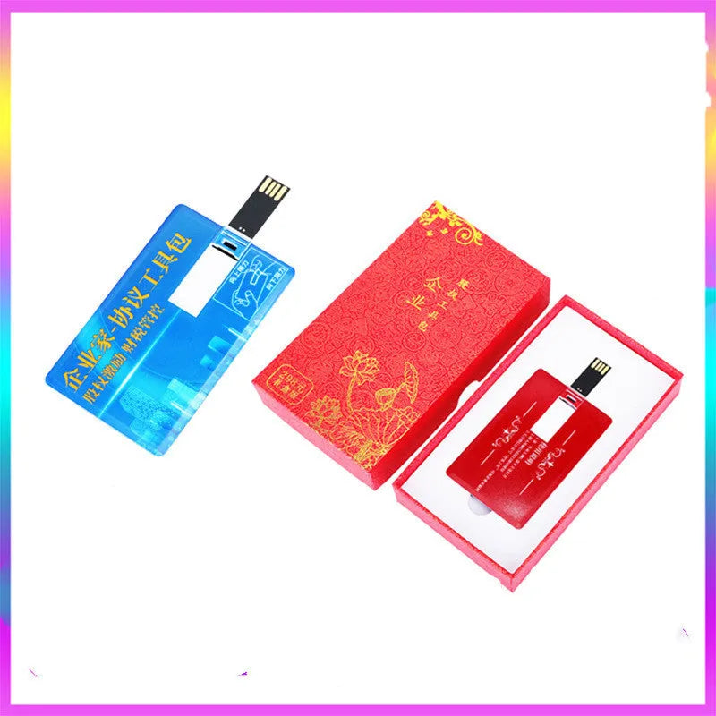 Custom logo printed plastic business card USB 2.0 flash drive in black
