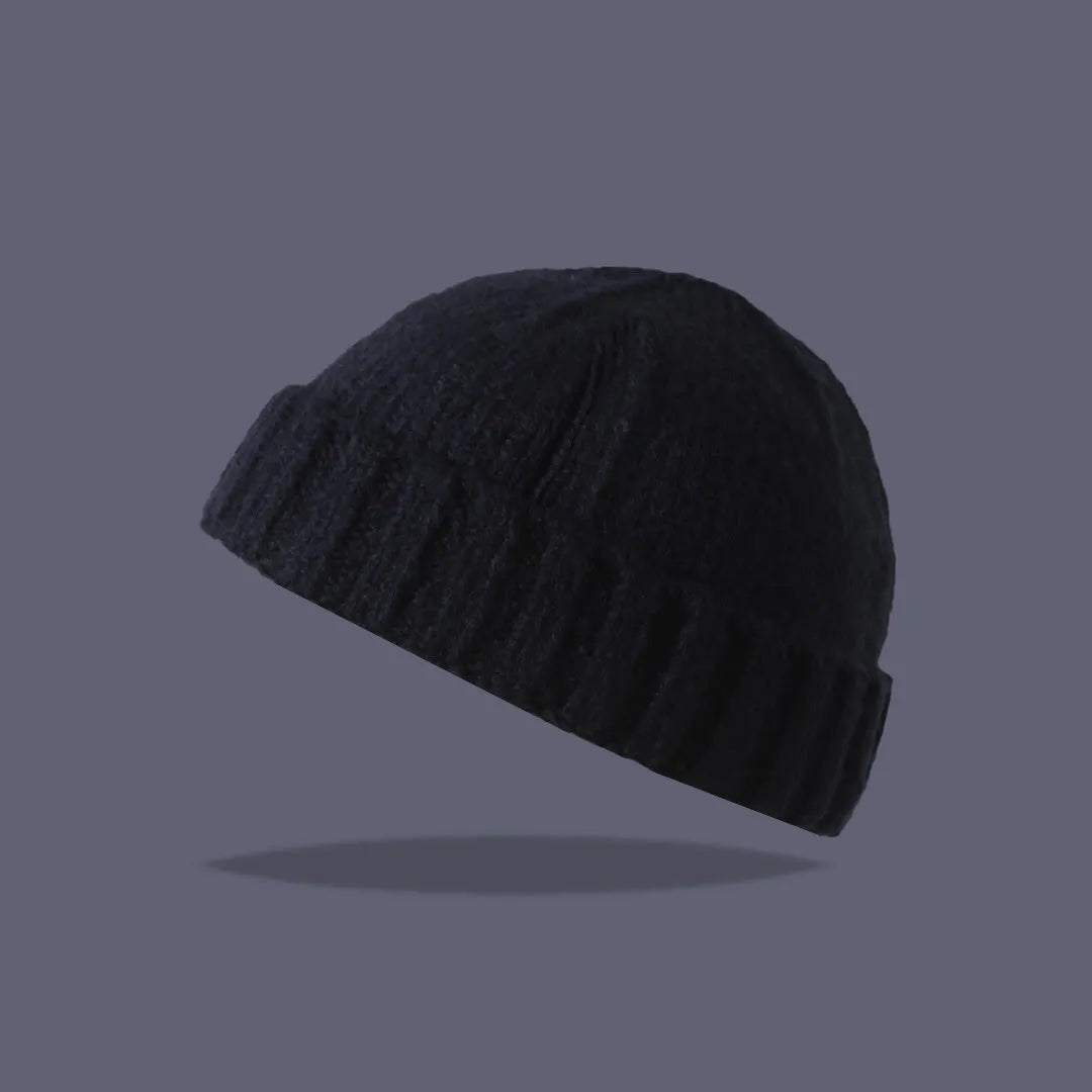 Acrylic knitted beanie hat women dome crown elastic cap circumference 56-59cm twelve colours including black beige and navy blue