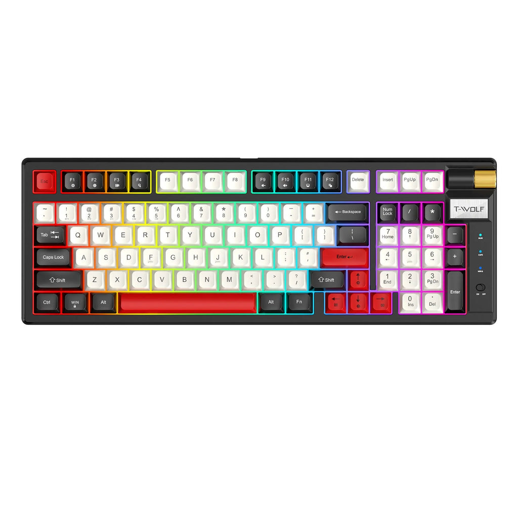 Bluetooth mechanical keyboard with USB receiver and charging cable for desktop computers