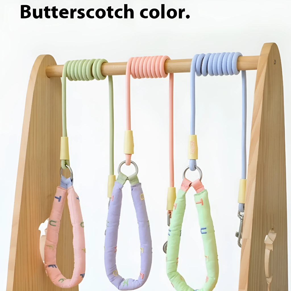 Polyester dog leash with hand-holding rope in one of four colours: green, pink, purple, or raspberry powder.
