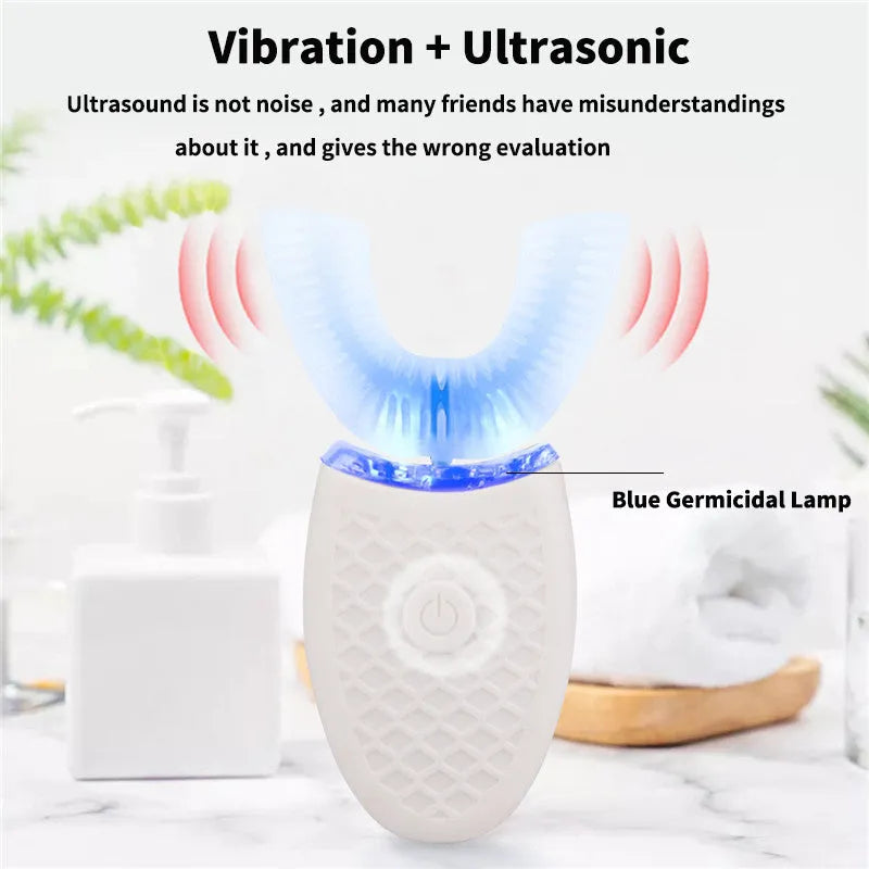 U-shaped electric toothbrush with IPX7 waterproof and USB cable for children and adults