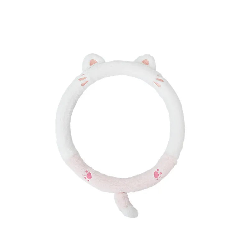 38cm plush winter steering wheel cover with embroidered animal design options