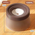 Suspended pet drinking bowl with separate bowl and base plate for dogs and cats
