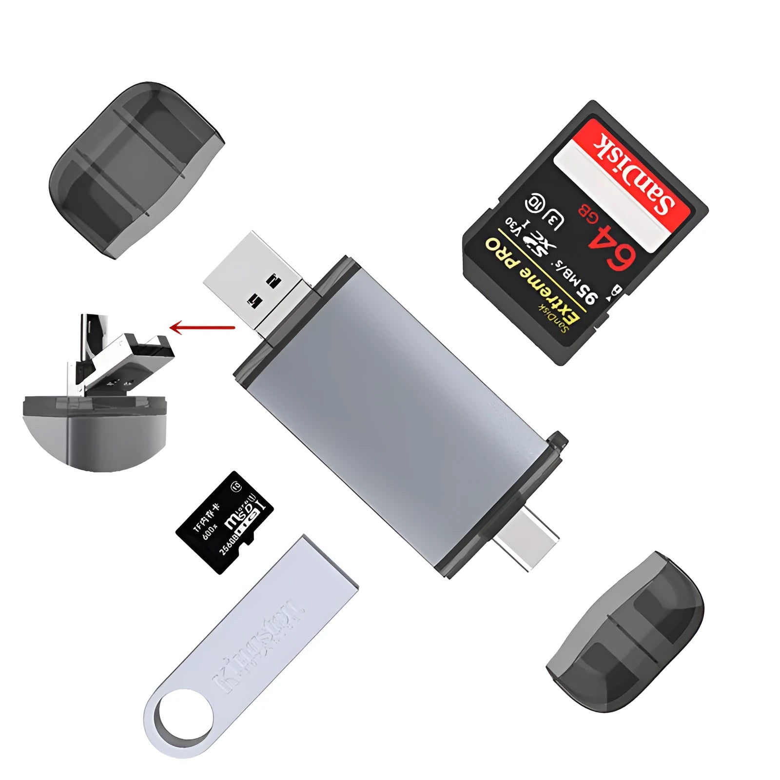 Multi-function 6-in-1 OTG card reader model T-933 for computer and mobile phone
