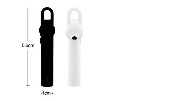 Compact wireless Bluetooth headset in black or white with 5.6 cm dimensions