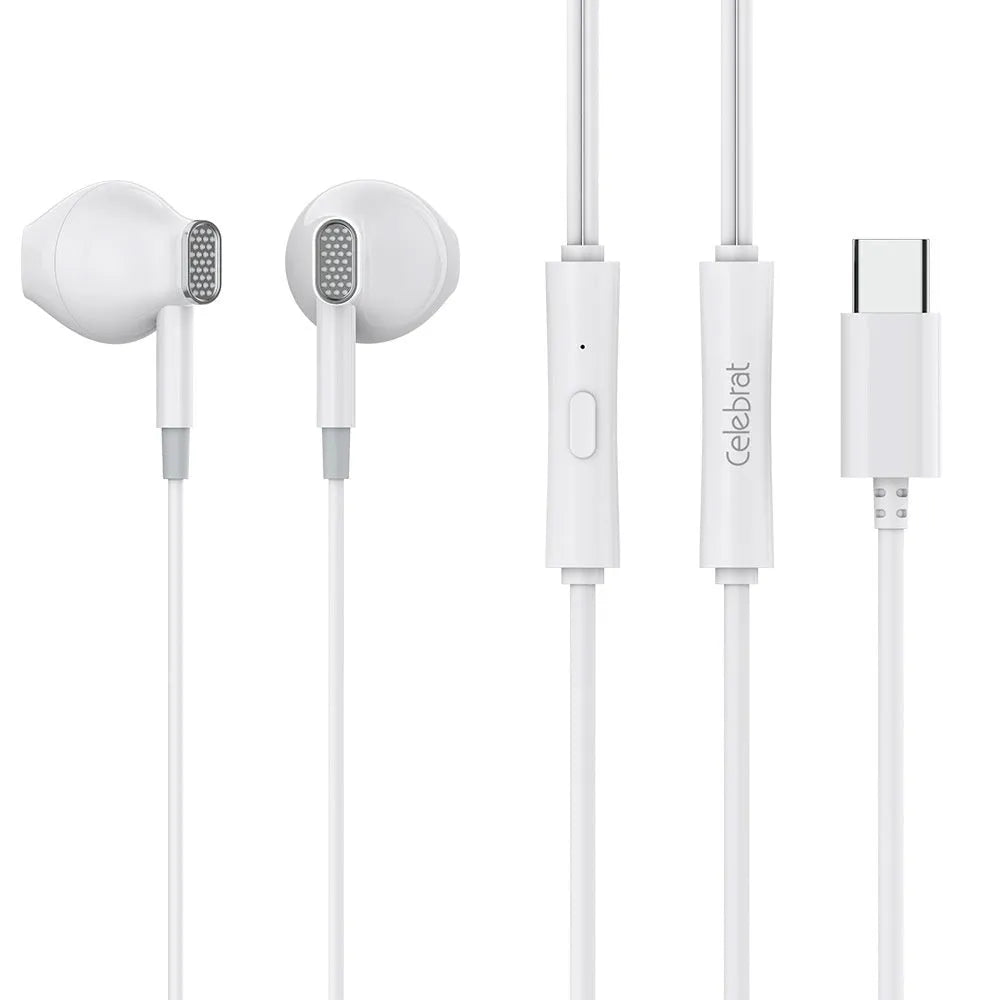 Celebrat TYPE-C wired semi-in-ear headset with 1.2m cable in black