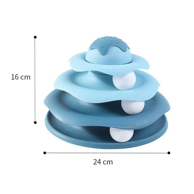 24cm PP cat turntable toy in grass green, for interactive play and boredom relief