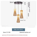 Japanese Chinese style bamboo artwork hanging chandelier with 17cm diameter white accessories for restaurant ceiling