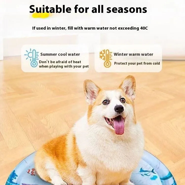 Summer cooling pet water bed PVC ice pad for cats with shark pirate ship design, 100cm size