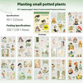 Double material retro character landscape sticker book with quiet reading time, planting small pot plant, holiday live healing time themes
