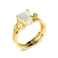 Geometric triangle moonstone ring in S925 silver with three plating colour options