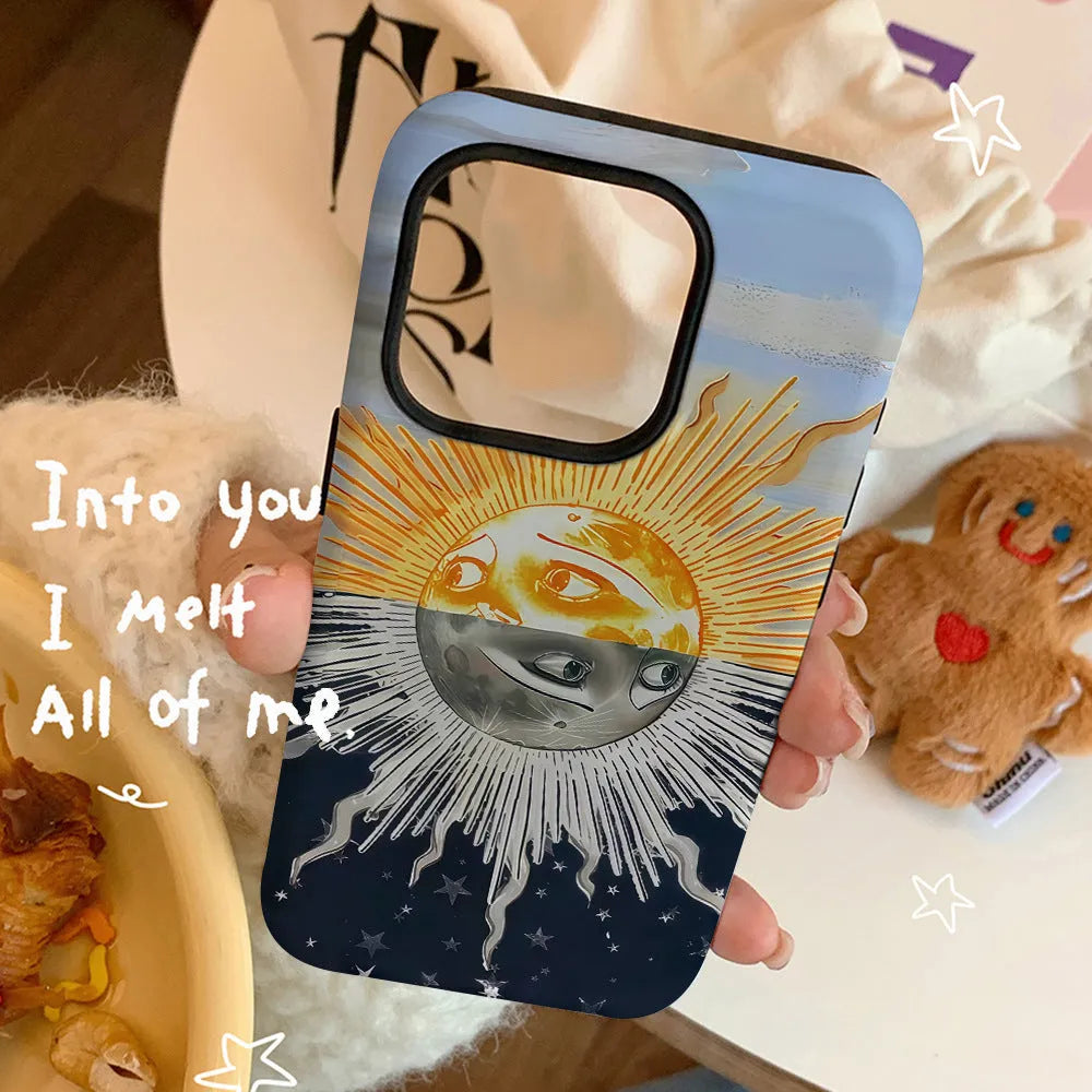 Magnetic two-in-one phone case for Apple 15 and 16 in Day and Night Sunshine colour with Feilin material
