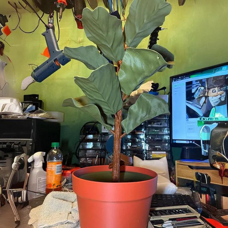 Simulation green plant coin bank money tree 3D printed PLA piggy bank whole tree colour front view