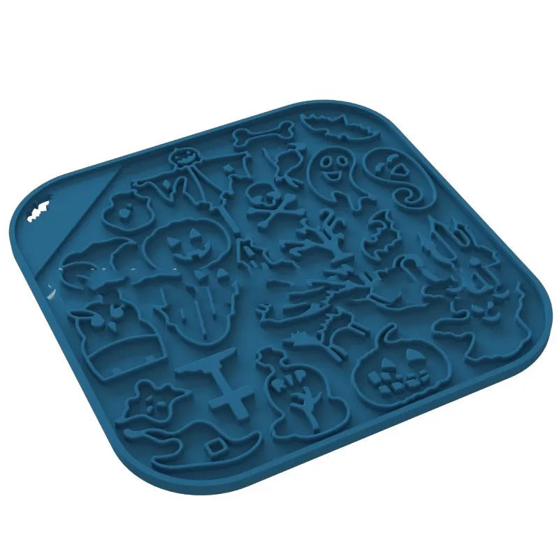 Edible silicone slow feeding dog bowl in Halloween colours with anti-tumble design