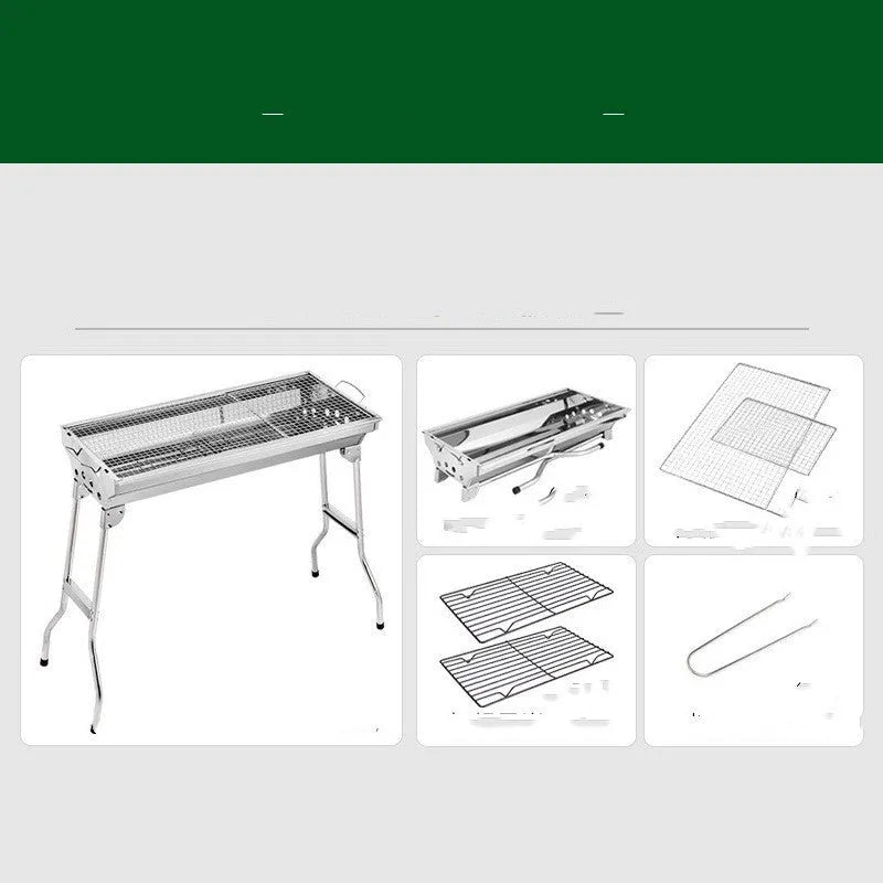 Stainless steel portable folding barbecue oven for outdoor cooking with more than five people capacity