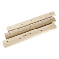 Set of three solid wooden fingerboards for grip strength training, showing different lengths and thickness profiles.