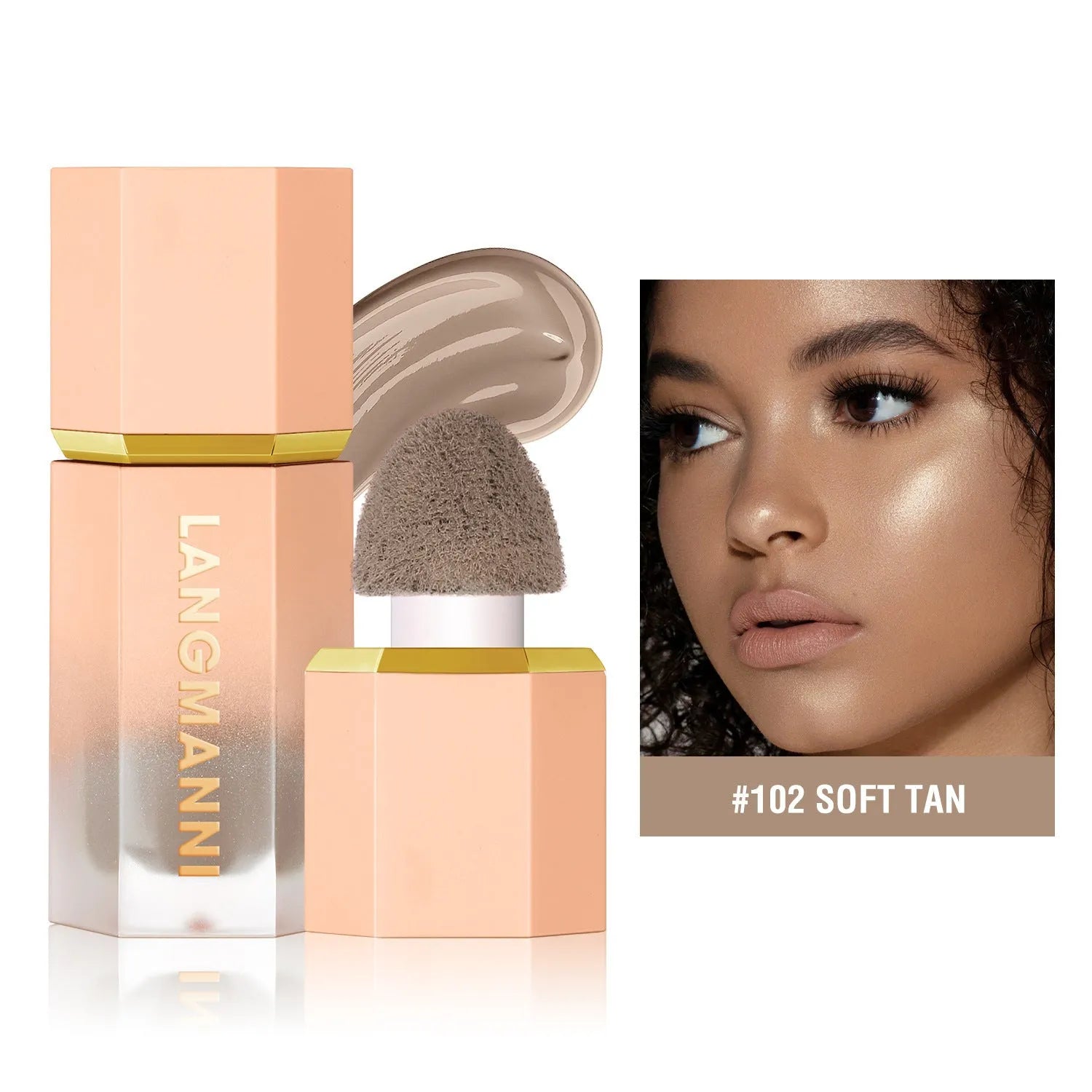Langmanni three-colour liquid contour repair makeup for face side shadow deepening