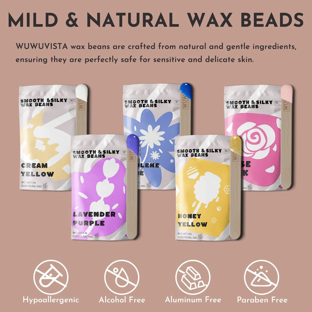 Black or pink professional waxing kit with wax warmer, hard wax beans, applicator sticks and post-care products