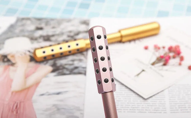 30 Germanium Beauty Stick massage wand with gold finish and 30 energy stones for facial roller use