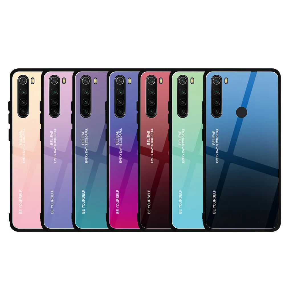 Slim gradient 6A glass phone case for VIVO X27 in solid colour back cover style