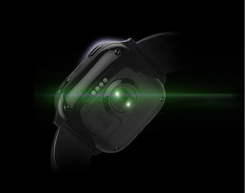 Black smart positioning watch with wrist strap for adults and elderly, Android compatible with SIM card slot