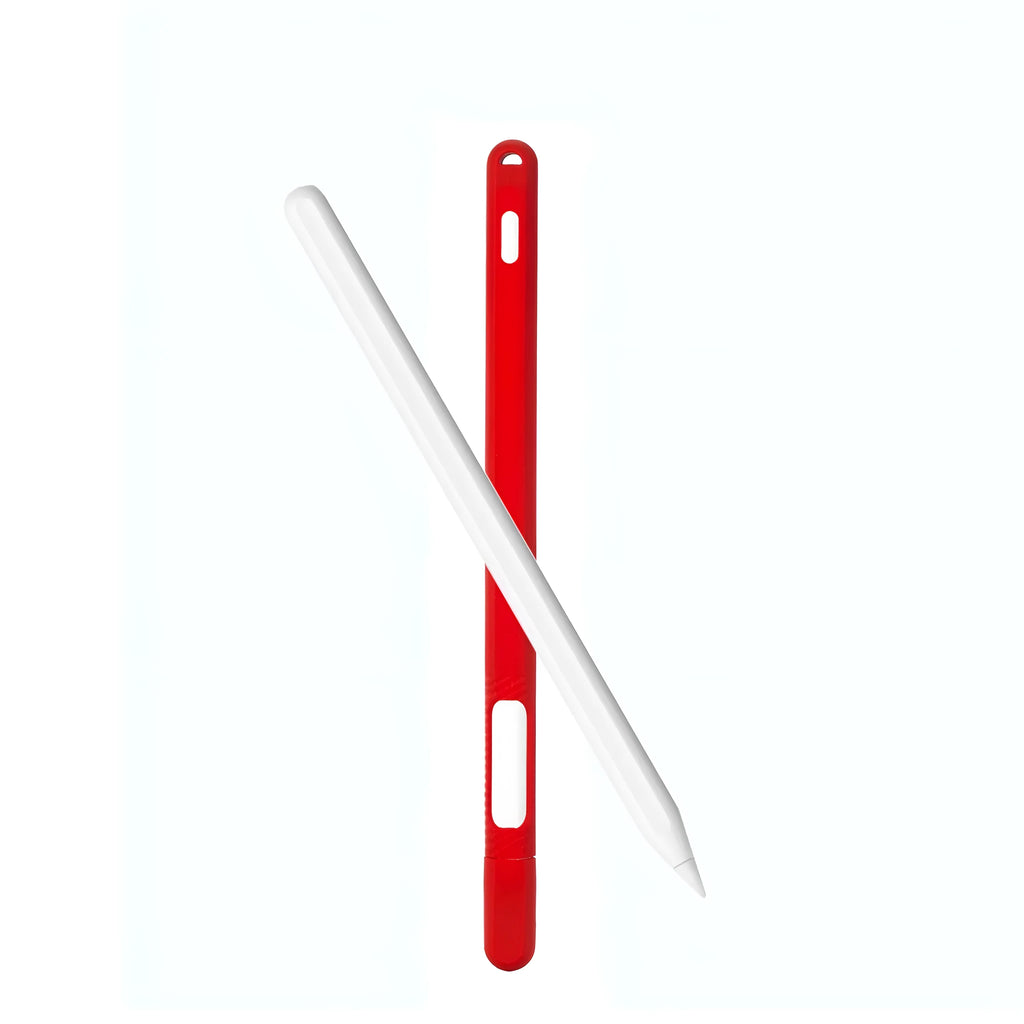 Silicone protective cover set for Apple Pencil 2 in peppermint green with storage case, showing non-slip grip design and magnetic charging compatibility