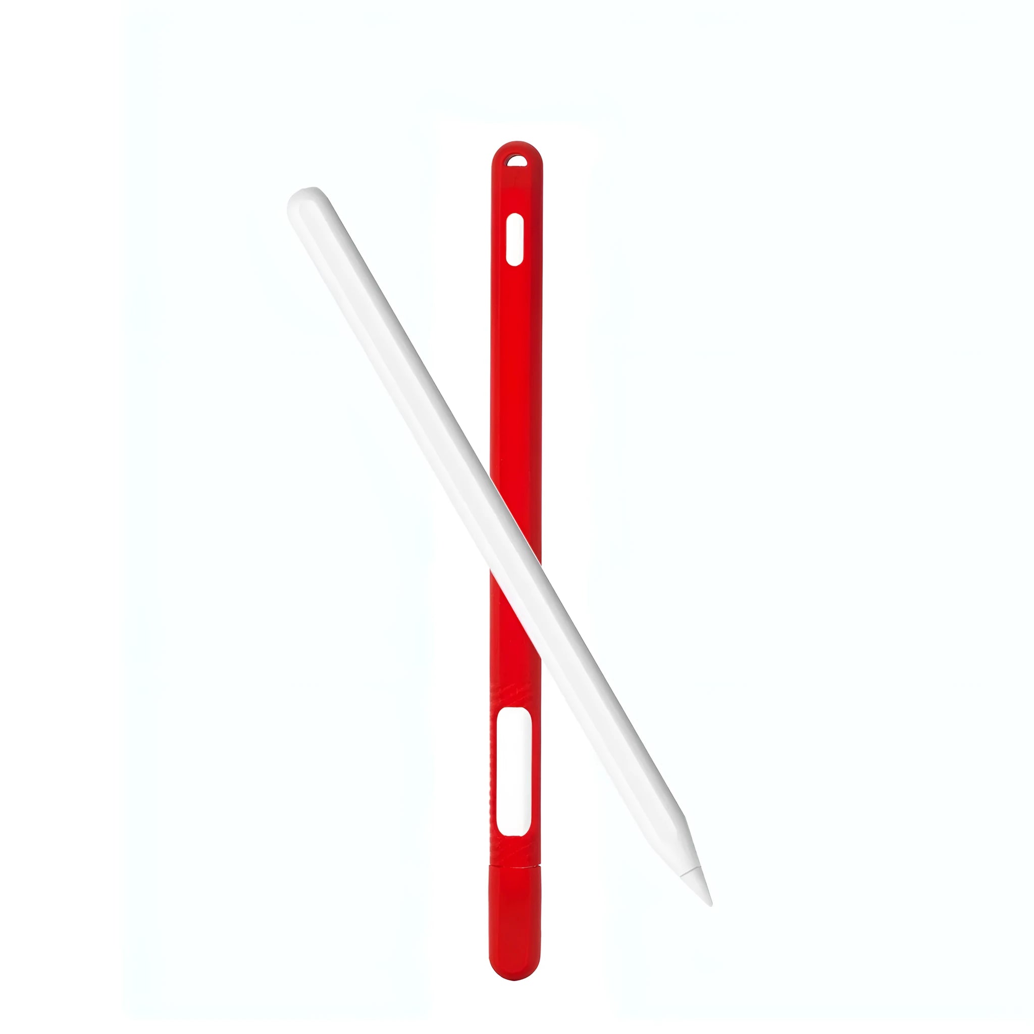 Silicone protective cover set for Apple Pencil 2 in peppermint green with storage case, showing non-slip grip design and magnetic charging compatibility