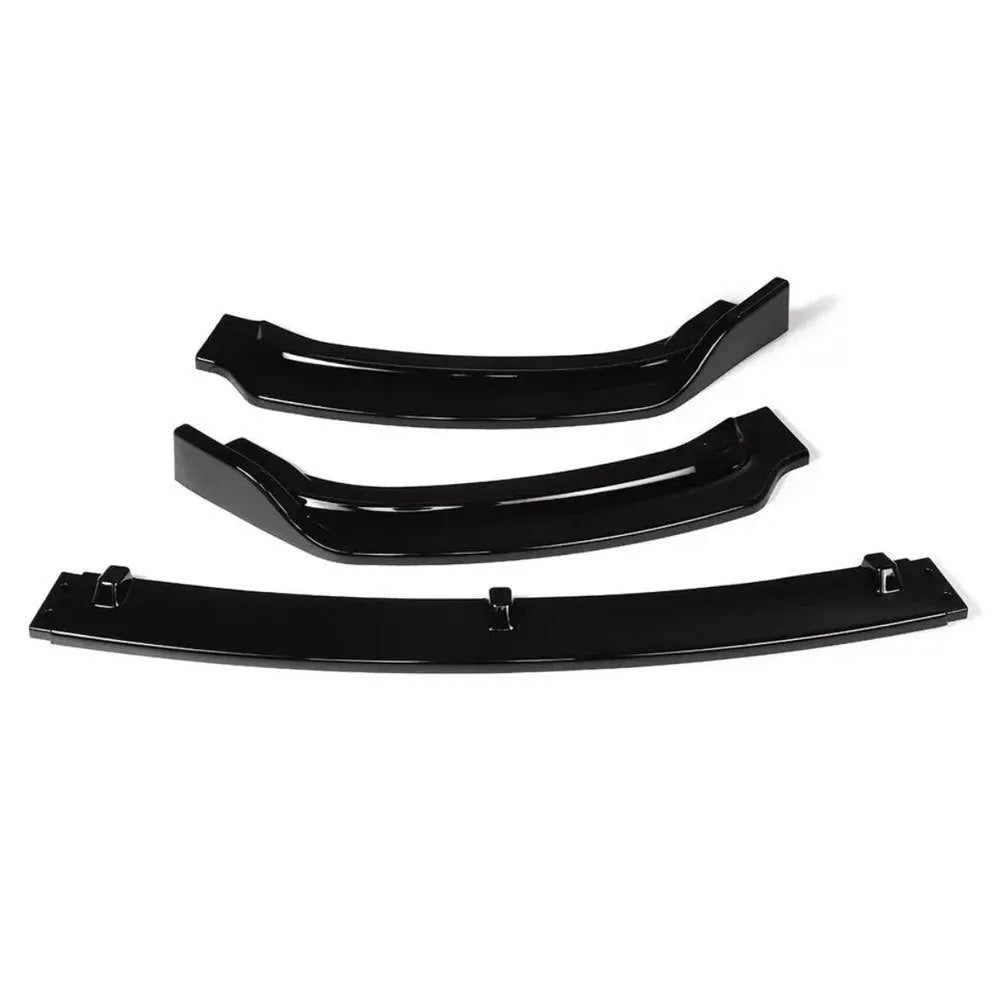 BMW 3 Series F30 F35 front bumper lip spoiler in black, showing its 96cm length and profile.