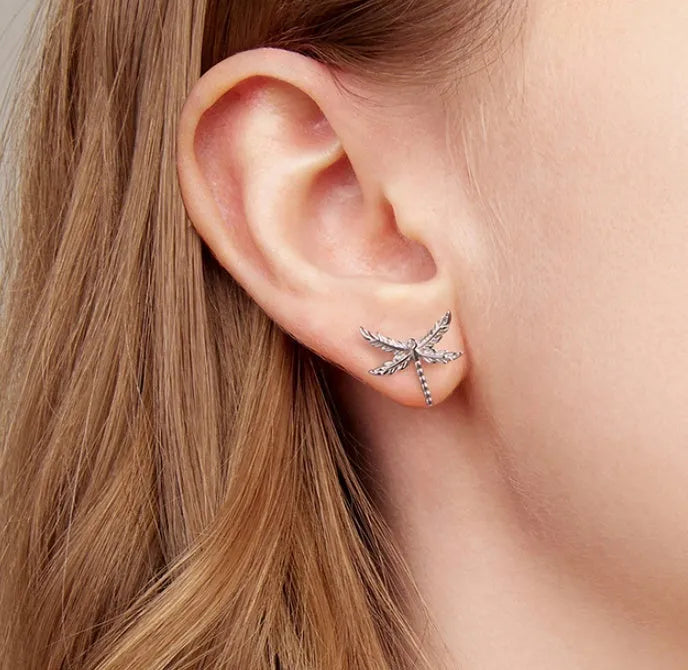 925 sterling silver wing dragonfly stud earrings with electroplated finish SCE1909 colour