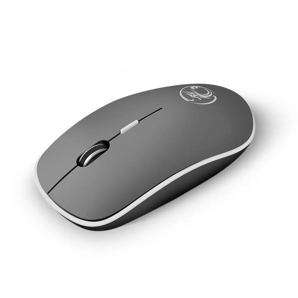 Mute wireless business office mouse in black, ultra-thin mini design with USB receiver