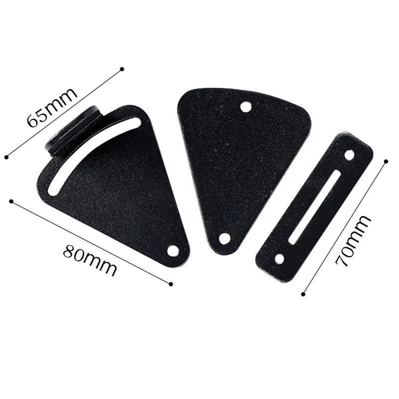 Black stainless steel sliding barn door lock showing two size options for different door gap measurements