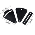 Black stainless steel sliding barn door lock showing two size options for different door gap measurements