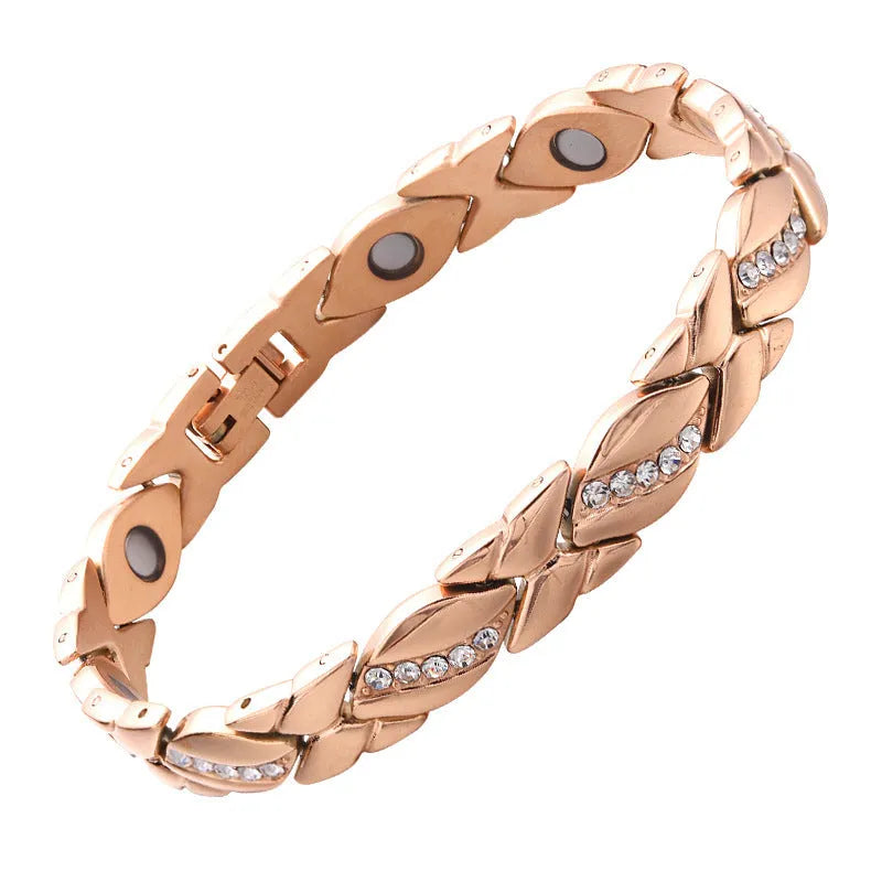 Retro bowknot five diamond strong magnetic red copper therapy bracelet unisex copper bow shape