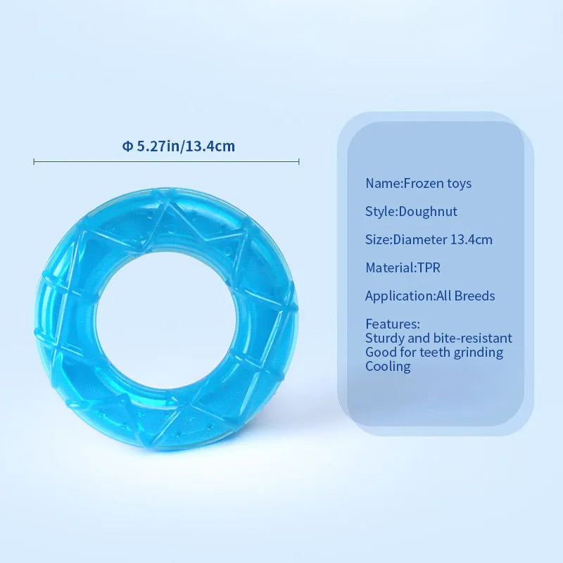 Summer cooling dog toy set with water-filled popsicle, pacifier and ring toys for frozen teething relief