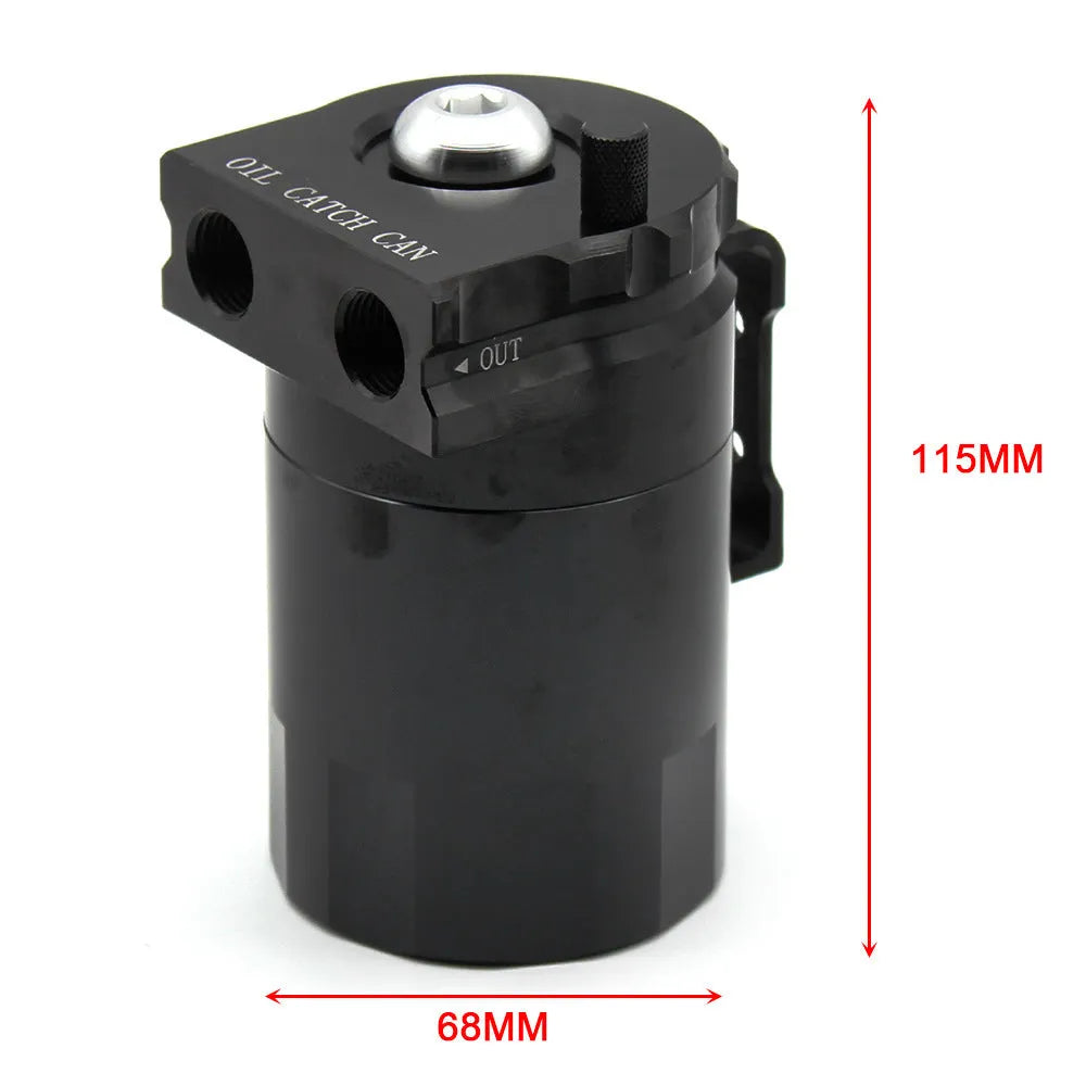 Aluminium alloy car engine oil breathable pot air filter in red, blue, black, and silver colours.