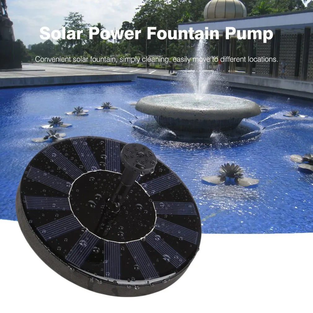 Round solar fountain pump with 16cm diameter brushless pump for garden decoration