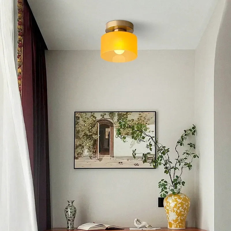 Creative mid-ancient Nordic ceiling lamp with black suction cup and dark green colour option for corridor entrance