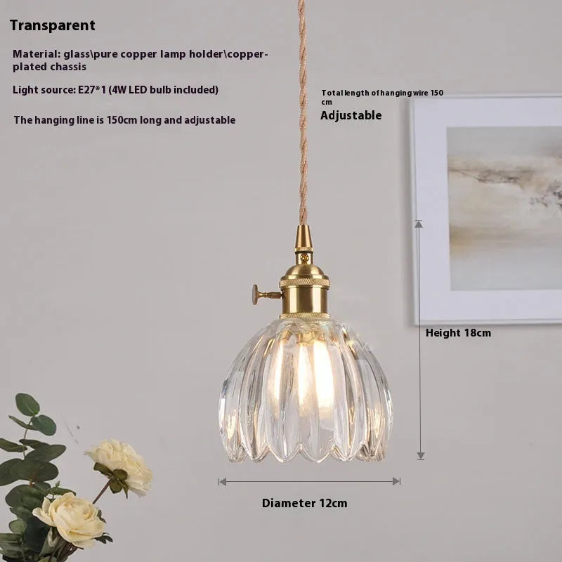 Vintage glass bedside chandelier with Nordic design in amber colour