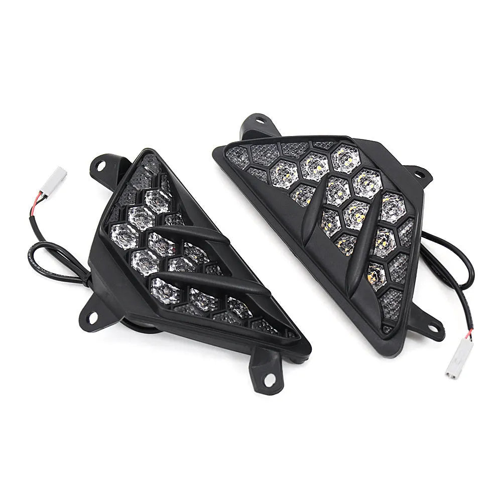 Black LED turn signal with hexagonal lens for Kawasaki Ninja ZX-6R 300 400 650 1000 plug and play