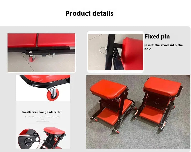 Thickened steel pipe folding dual-purpose repair bench in black for auto repair use